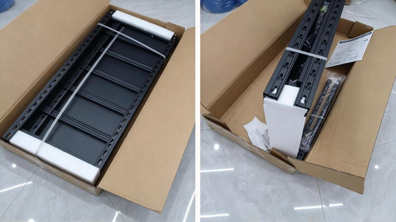 Boltless rivet shelving packing and flat-packed components