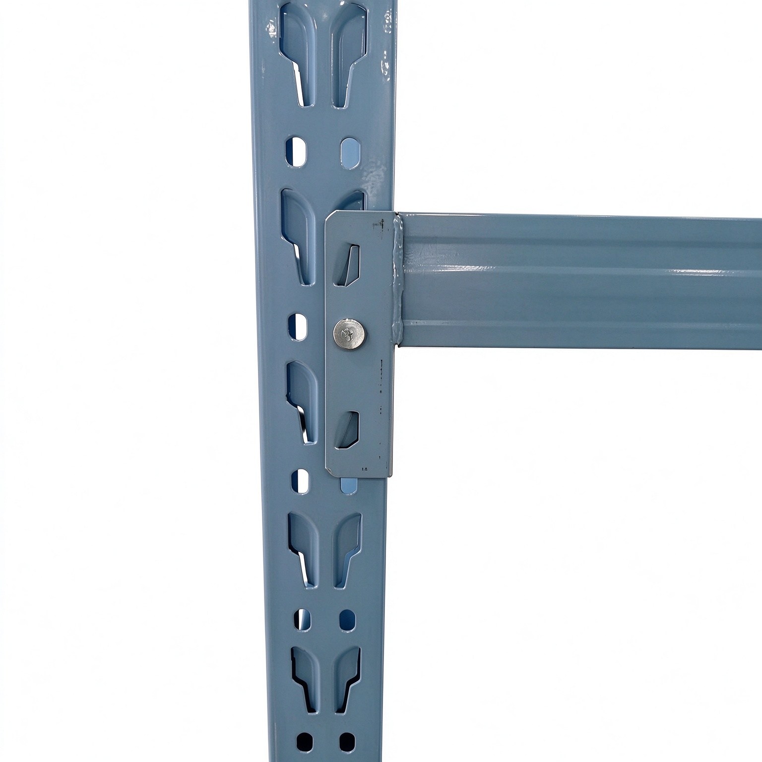 Butterfly hole upright and P shape beam snap-in connection of light duty racking